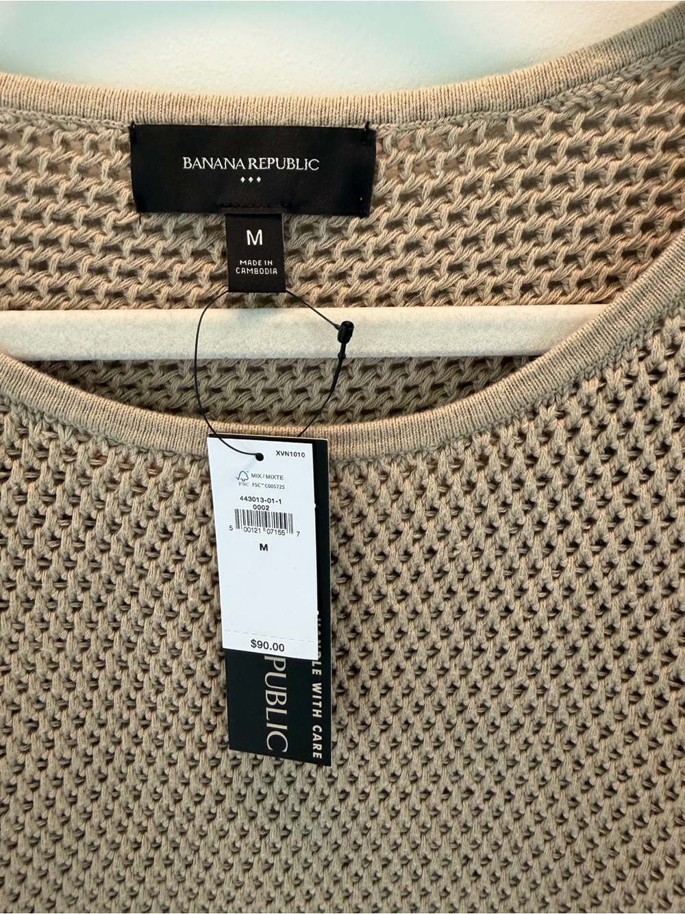 Banana Republic Tan Open-Weave Crewneck Sweater
